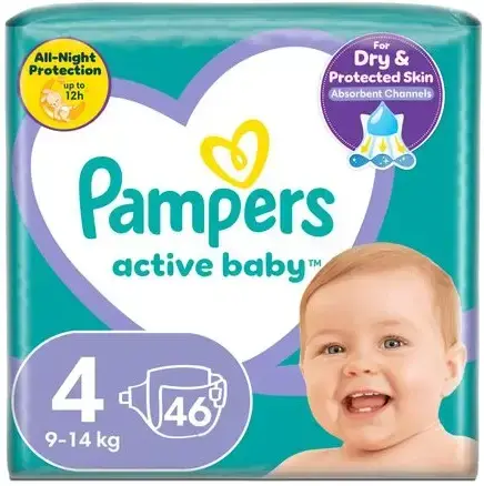 Подгузники Pampers Active Baby размер 4 (9-14 кг), 46 шт