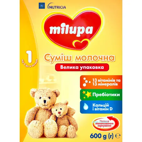 Смесь сухая молочная Milupa 1 для детей от 0 до 6 месяцев, 600 г