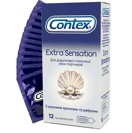 CONTEX Extra Sensation Презервативы рельефные с крупными точками для доп. стимул.  № 12