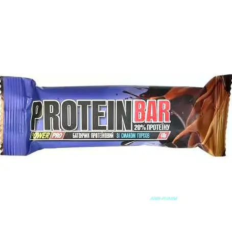 БАТОНЧИК PROTEIN BAR 20% Протеїна з гуараною Горіх 40 г