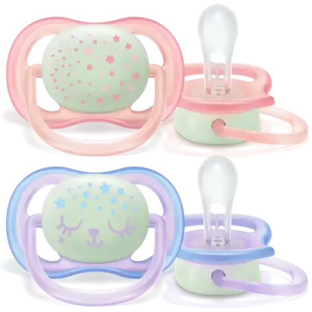 Пустушка силіконова Philips Avent Ultra Air Nighttime SCF376/12, 0-6 місяців, 2 шт