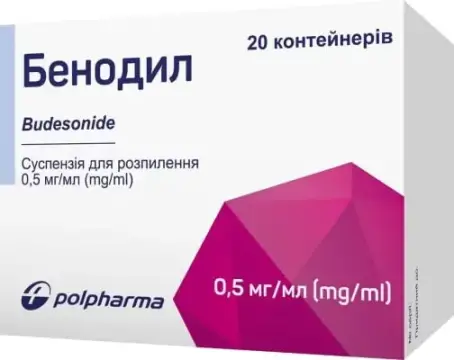 БЕНОДІЛ 0,5 мг/мл 2 мл №20 сусп. для інг. контейн.