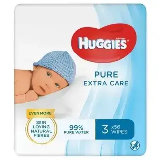 Салфетки влажные Huggies Pure Extra Care детские, для новорожденных, 3 х 56 шт