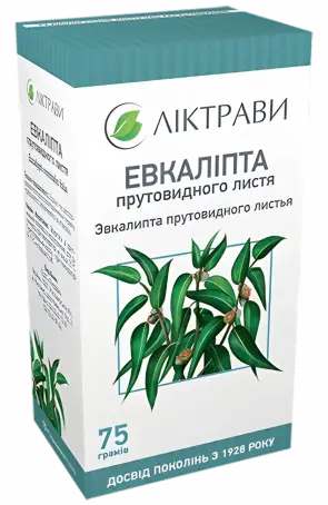 Эвкалипта прутовидного листья в пачке с внутренним пакетом, 75 г