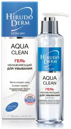 Hirudo Derm Aqua Clean зволожуючий гель для вмивання, 180 мл