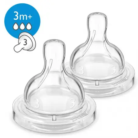 Соска силиконовая Philips Avent Classic+ SCF633/27, 3 отверстия, от 3 месяцев, 2 шт