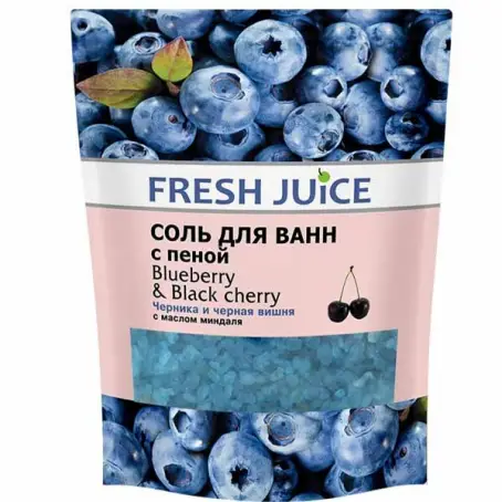 FRESH JUICE СОЛЬ ДЛЯ ВАНН ЧЕРНИКА И ЧЕРНАЯ ВИШНЯ 500 г дой-пак