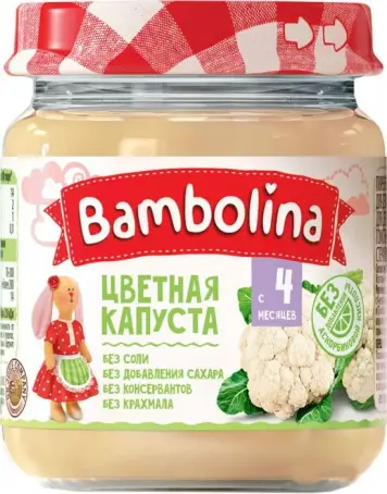 ПЮРЕ BAMBOLINA ЦВЕТНАЯ КАПУСТА 100 Г