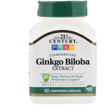 Листья Гинкго Билоба 21st Century Ginkgo Biloba Leaf Extract, 60 вегетарианских капсул