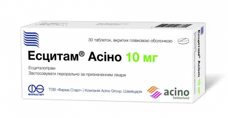 Эсцитам Асино таблетки от депрессии по 10 мг, 30 шт.