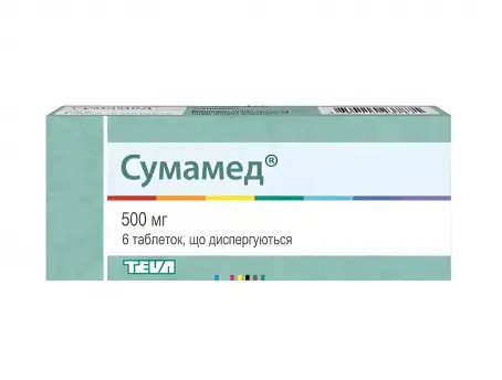 Сумамед диспергируемые таблетки по 500 мг, 6 шт.