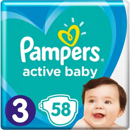 Подгузники детские Pampers Active Baby размер 3, 6-10 кг, 58 штук