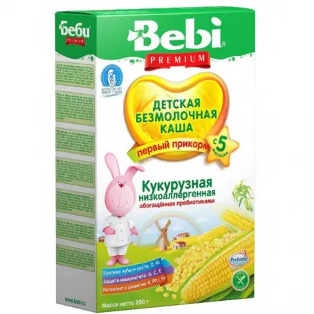 КАША Б/МОЛОЧН. BEBI PREMIUM кукуруз. низкоаллерг. с 5 мес. 200 г