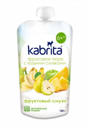 ПЮРЕ KABRITA Банан с клубн. и ябл. пюре с коз. сливками с 6 мес. 100 г