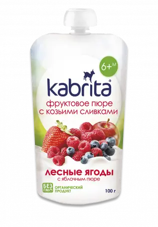 ПЮРЕ KABRITA Лесные ягоды с ябл. пюре с коз. сливками с 6 мес. 100 г