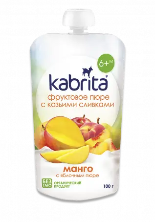 ПЮРЕ KABRITA Манго с ябл. пюре с коз. сливками с 6 мес. 100 г