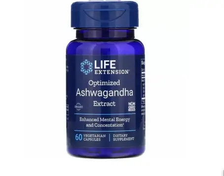 Ашваганда, Ashwagandha, Life Extension, экстракт, 60 капсул