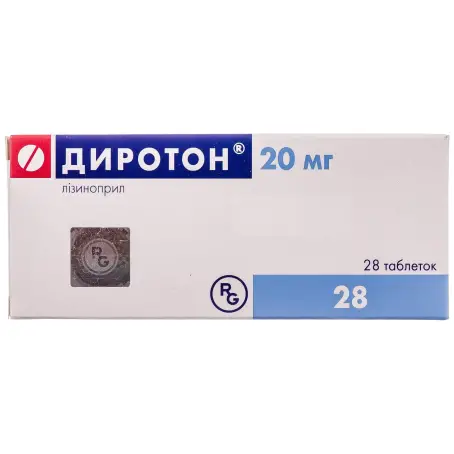 Диротон таблетки 20 мг блістер №28