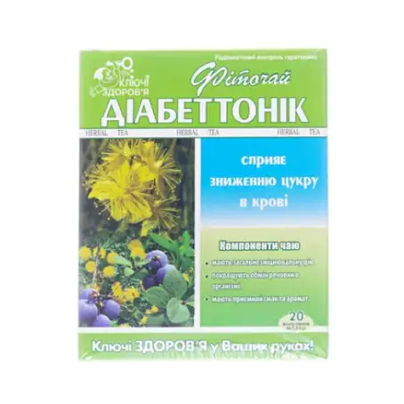 Фиточай Ключи Здоровья №62 Диабеттоник по 1,5 г №20 в фил.-пак.