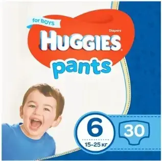 Подгузники-трусики Huggies Pants детские, для мальчиков, размер 6, 15-25 кг, 30 шт