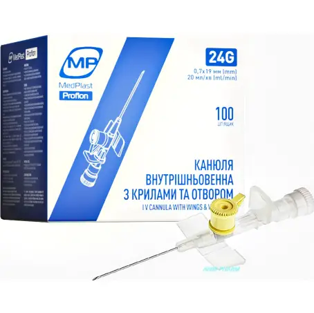 КАНЮЛЯ В/В MP MEDPLAST Proflon 24G 0,7 х 19 мм