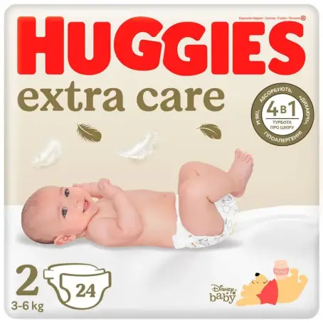 Подгузники Huggies Extra Care детские размер 2 3-6 кг 24 шт