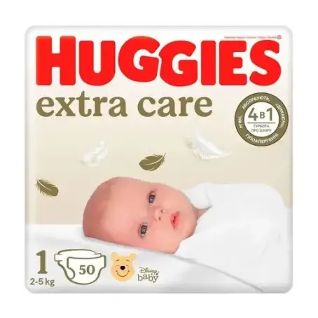 Подгузники Huggies Extra Care размер 1 (2-5 кг) 50 шт