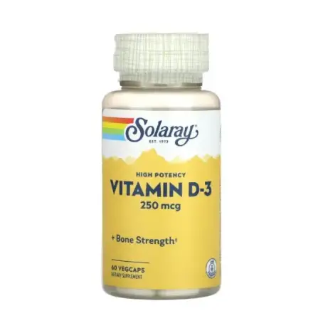 Solaray Супер Сильний вітамін Д3, Super Strength Vitamin D-3, 250мкг. 60 капс.