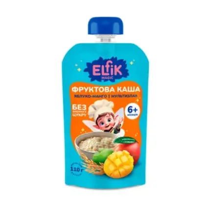 Каша фруктова Elfik Magic Яблуко-манго і Мультизлак, 110 г, doy-pack
