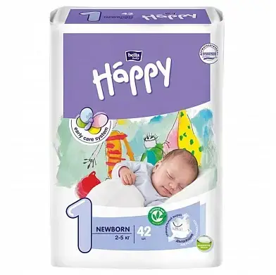 Подгузники Happy Bella Baby newborn, размер 1, 2-5, 42 шт