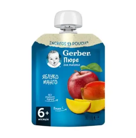 GERBER Пюре Яблоко-Манго с 6 мес. 90 г пауч