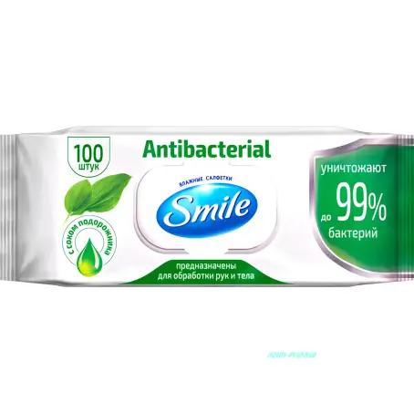 САЛФ. ВЛАЖН. SMILE ANTIBACTERIAL с соком подорожн. №100 с клап.