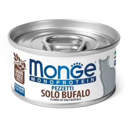 КОРМ ДЛЯ КОТІВ MONGE CAT MONOPROTEIN BUFFALO м'ясні пластівці буйвол 80 г