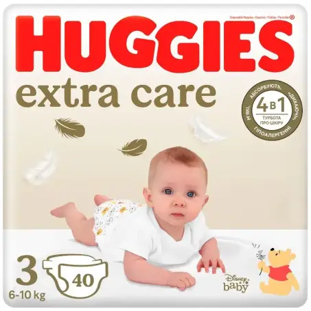 Подгузники Huggies Extra Care детские размер 3 6-10 кг 40 шт