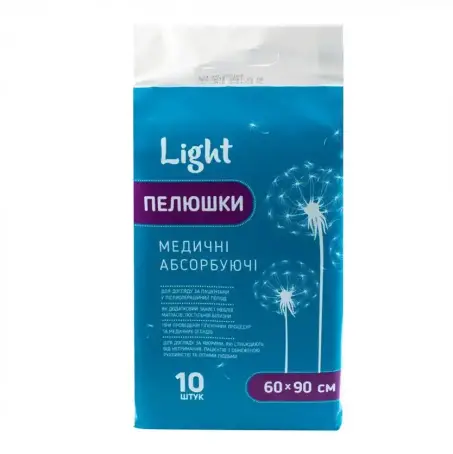 Пеленки Light одноразовые впитывающие, 60 см х 90 см, 10 штук