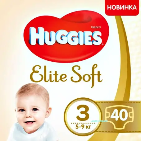 HUGGIES ELITE SOFT 3 Подгузники  5-9 кг, 40 шт