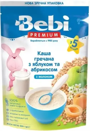 КАША МОЛОЧН. BEBI PREMIUM гречка, яблуко, абрикос 200 г