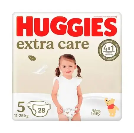 Подгузники Huggies Extra Care детские размер 5 11-25 кг 28 шт