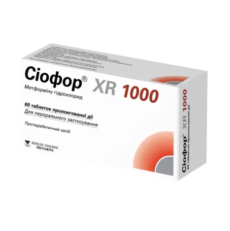 Сіофор XR 1000 таблетки прол./д. по 1000 мг №60