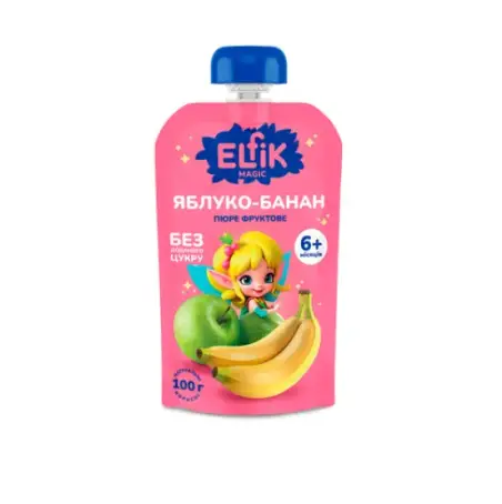 Пюре Elfik Magic яблоко-банан, 100 г, doy-pack