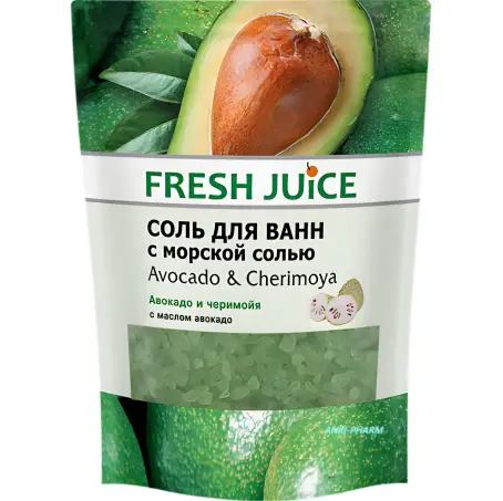 FRESH JUICE СОЛЬ ДЛЯ ВАНН АВОКАДО И ЧЕРИМОЙЯ 500 г дой-пак