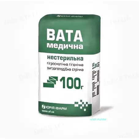 ВАТА 100 г ЮРИЯ-ФАРМ н/стер. зиг-заг