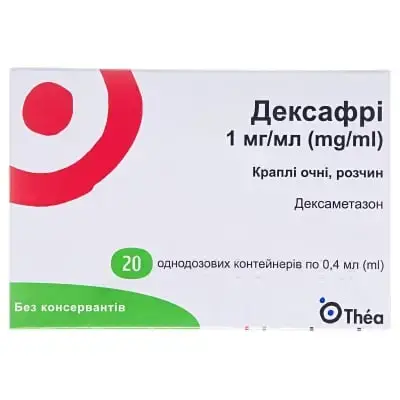 ДЕКСАФРІ 1 мг/мл 0,4 мл №20 краплі очні контейн.-крап.