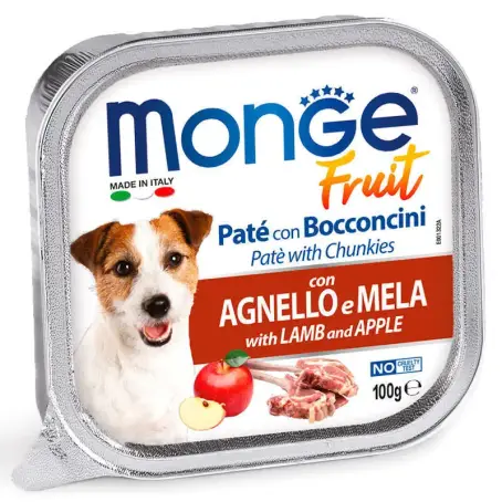 Влажный корм Monge Dog Fruit для собак всех пород с ягненком и яблоком 100 г