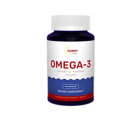 Омега-3,рыбий жир,Omega-3 Activ Powerfull,Sunny Caps,1000 мг,100 гелевых капсул