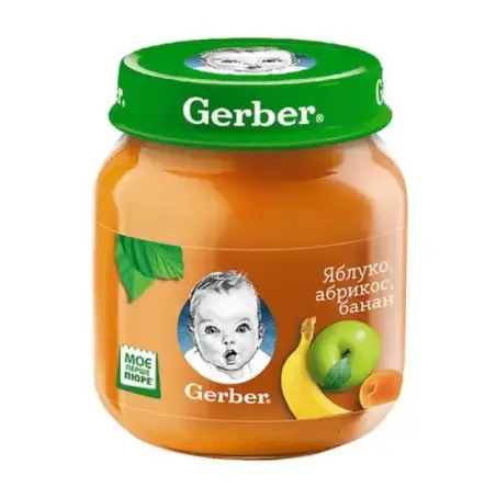 GERBER Пюре Яблоко, Абрикос, Банан с 6 мес. 130 г