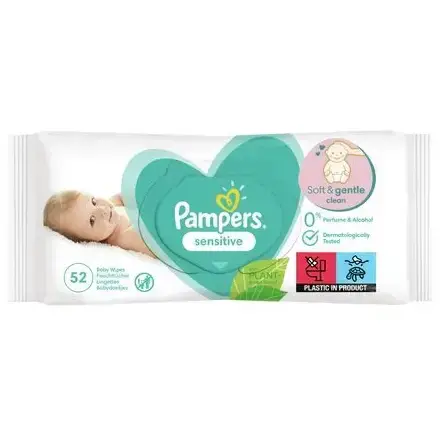 Салфетки влажные Pampers Sensitive детские, 52 шт