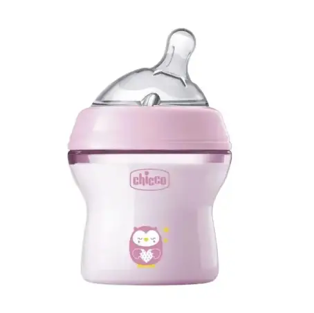 Бутылочка для кормления Chicco Natural Feeling, Color, c силиконовой соской, 150 мл, розовый