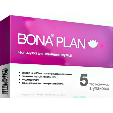 ТЕСТ ДЛЯ В ОВУЛ. BONA PLAN №5 тест-смужки + тест-см. для в вагытн.