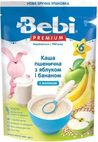 КАША МОЛОЧН. BEBI PREMIUM Пшеничн. яблоко-банан з 6 міс. 200 г